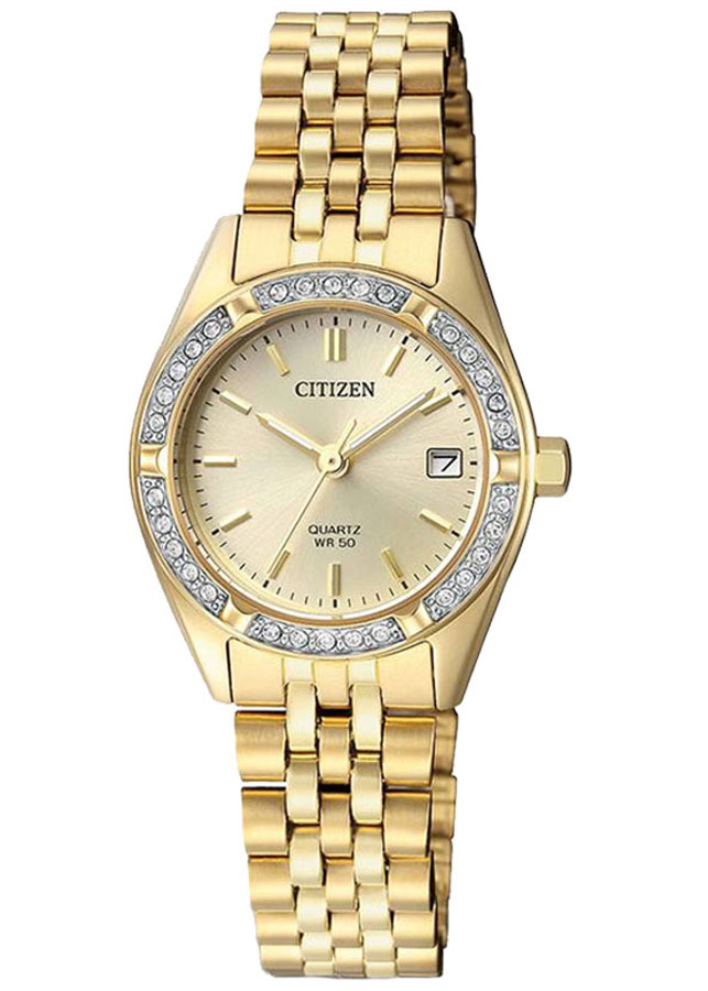 Đồng Hồ Nữ Citizen Đính Đá Swarovski Dây Thép Không Gỉ EU6062-50P - Mặt Vàng