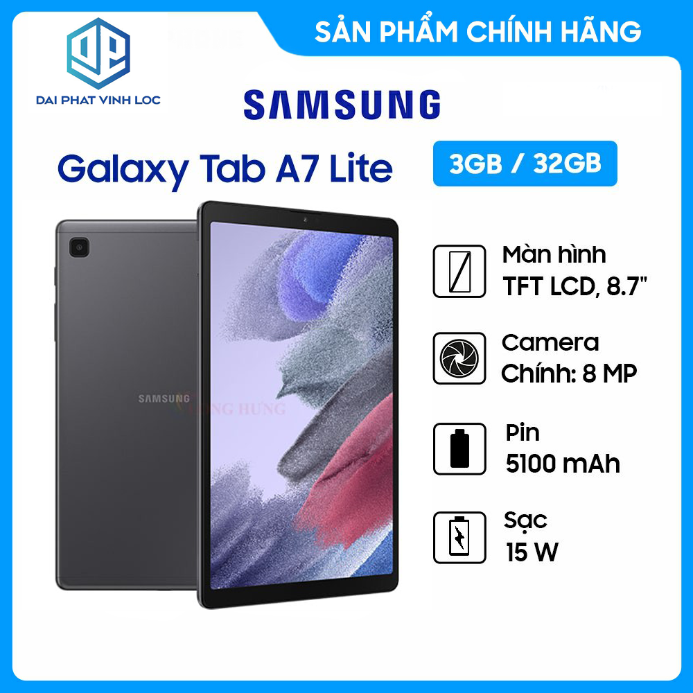 Máy tính bảng Samsung Galaxy Tab A7 Lite (3GB/32GB) - Hàng chính hãng - Màn hình 8.7inch TFT LCD, Camera sau 8MP - Bảo Hành 12 Tháng