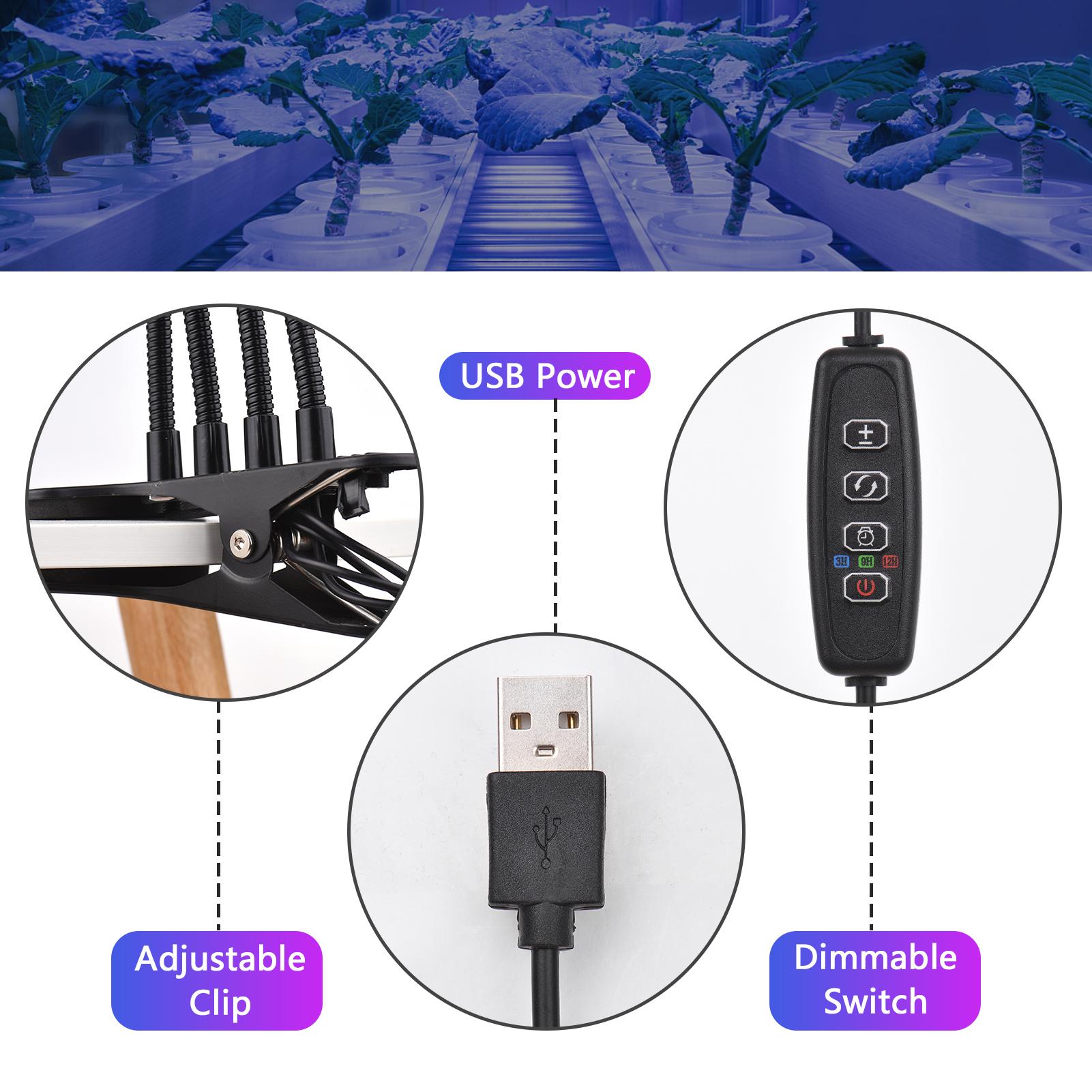Đèn 4 Đầu Phát Sáng 84 Đèn Led Trồng Cây Quang Hợp Trong Nhà 10 Mức Độ Mờ 3/9 / 12H Hẹn Giờ 3 Chế Độ Chiếu Sáng