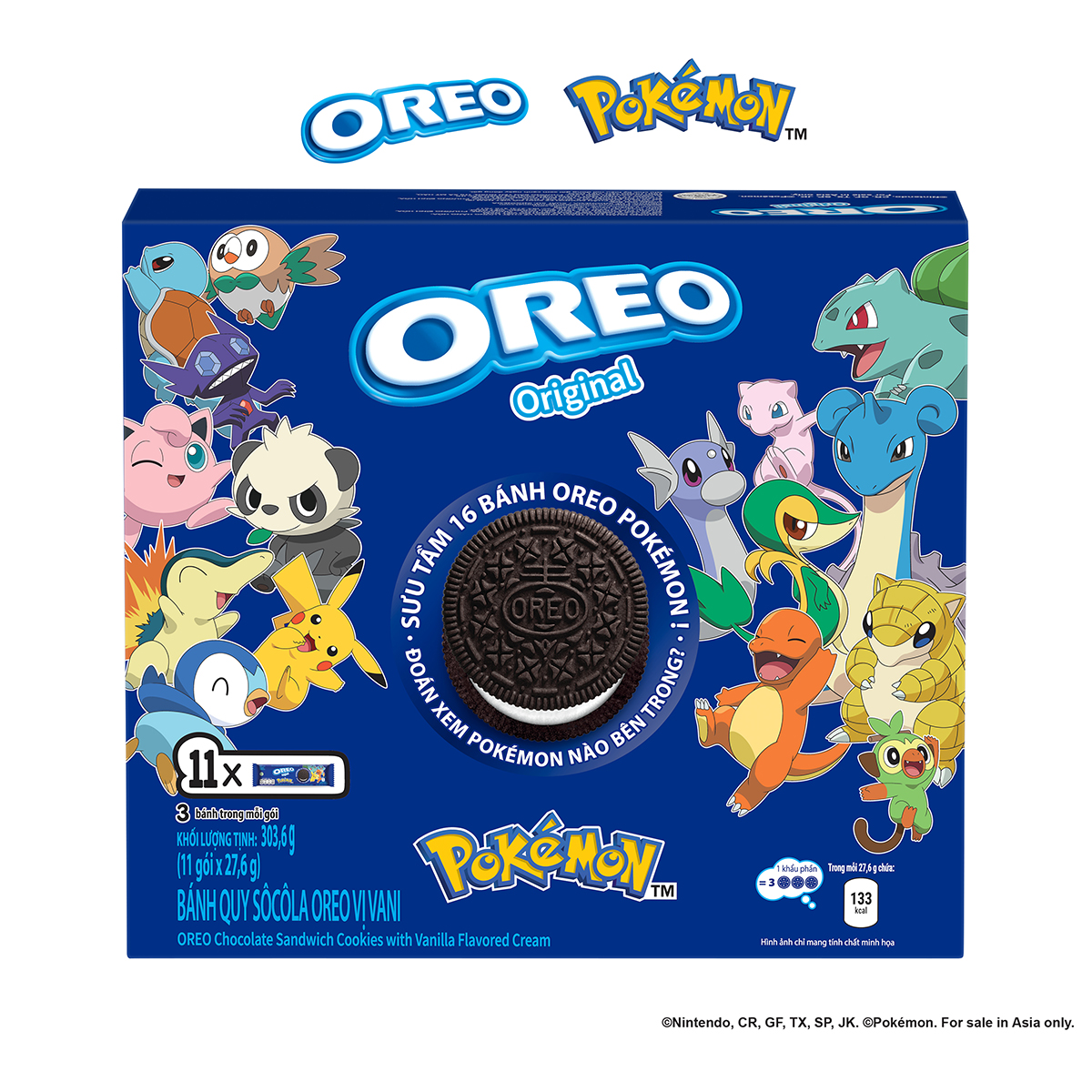 Bánh quy OREO POKÉMON vị vani, combo 2 hộp x 303.6g (Tặng kèm 2 thẻ hình OREO POKÉMON)