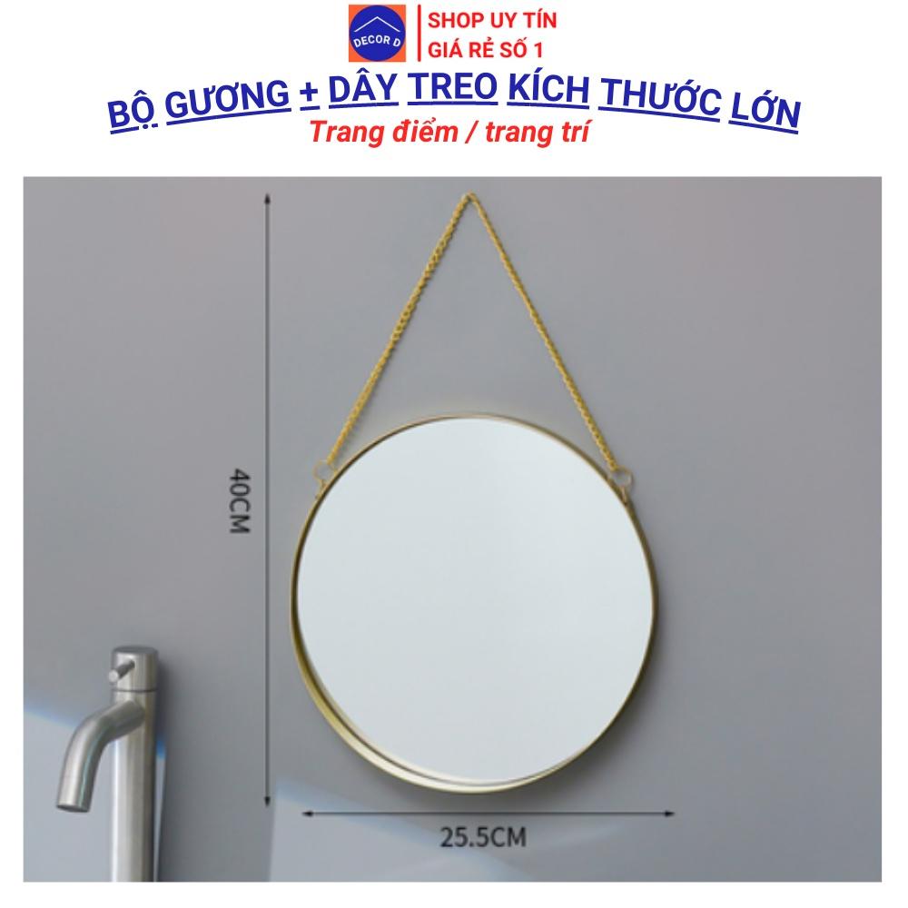 Gương treo tường, gương tròn màu mạ vàng trang trí decor nhà cửa, nhà tắm, trang điểm cao cấp, sang trọng