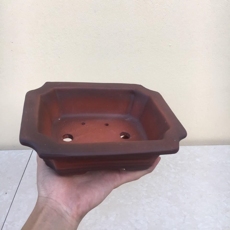 Chậu bonsai Chữ nhật mini đất nung gốm Bát tràng 1 size BM-70