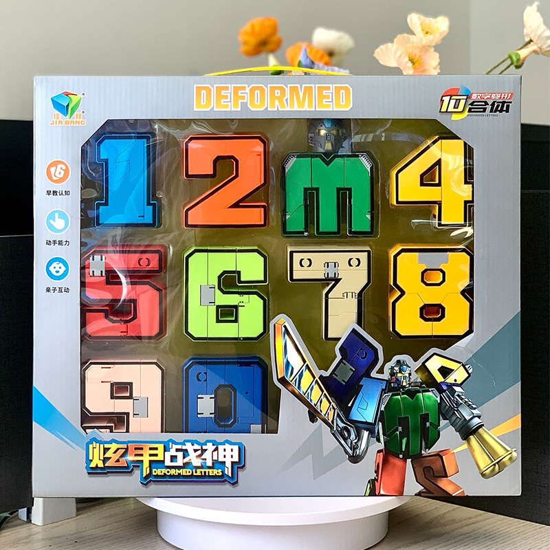 Robot biến hình đồ chơi lắp ráp từ số 0 - 9 ghép thành mô hình siêu nhân anh hùng cho bé, quà tặng sinh nhật trẻ em