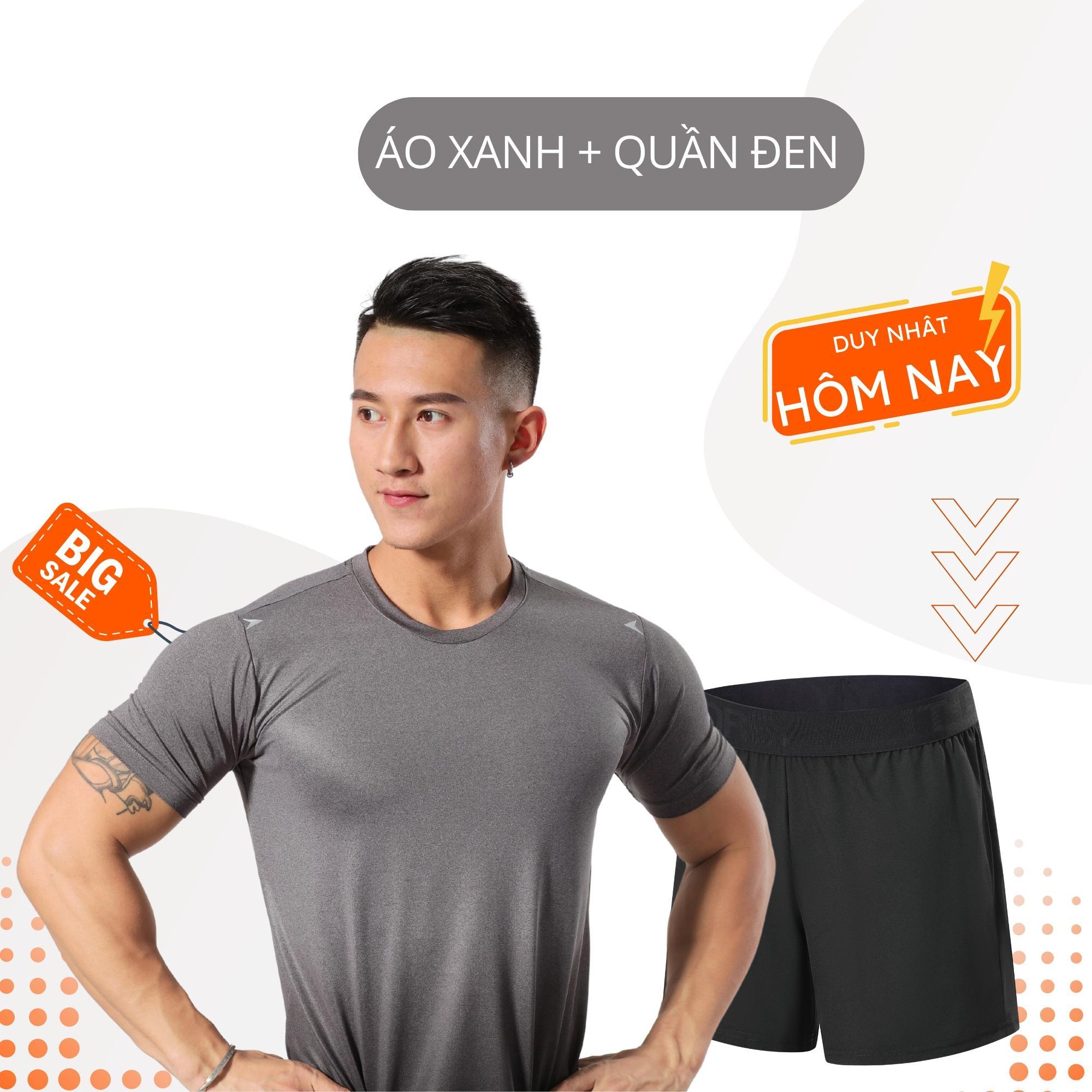 Combo Áo Quần Thể Thao Thời Trang Nam Tính Thoáng Mát Áo Body Fit Màu Ombre + Quần Siêu Mát Vải Trơn Lưng Chun Bản To BST Mùa Hè BEATME - M