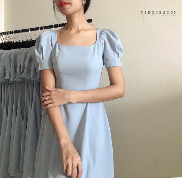 Đầm xoè Xanh nhạt tay cách điệu