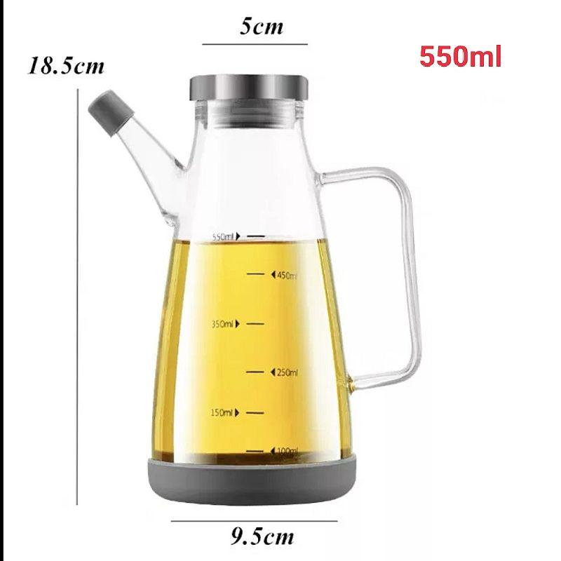 Bình Đựng Dầu Ăn, Nước Mắm, Gia Vị Thủy Tinh Cao Cấp Chia Vạch 550ml - 750ml Trong Nhà Bếp