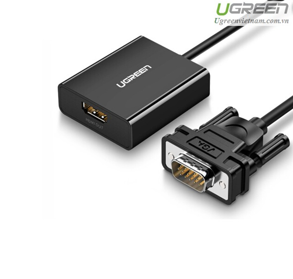 Cáp chuyển VGA to HDMI tích hợp Audio Ugreen 60814 hỗ trợ Full HD - Hàng chính hãng