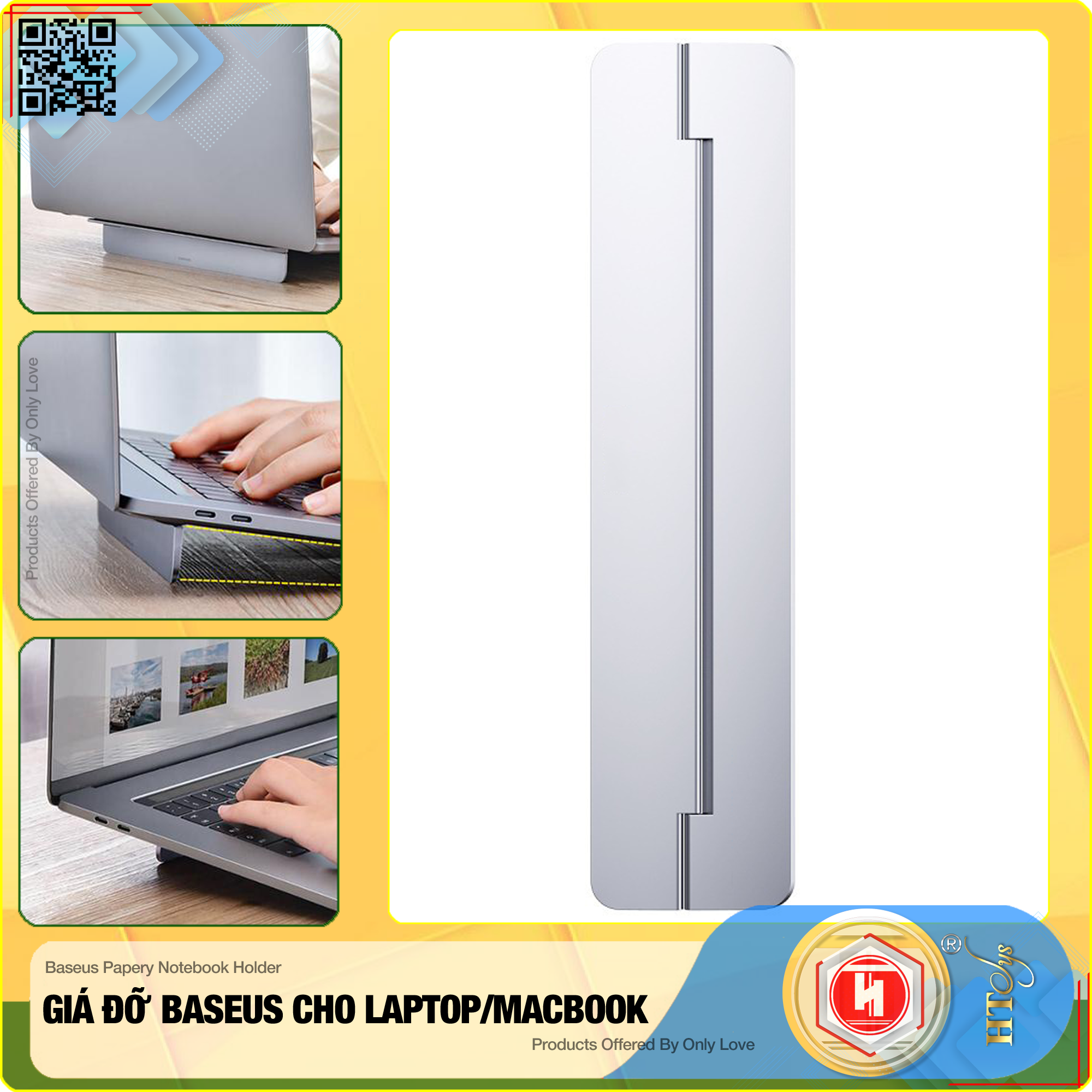 Giá đỡ gấp gọn hợp kim nhôm cho Laptop/Macbook - Đế tản nhiệt dạng xếp, siêu mỏng Baseus Papery Notebook Holder  (0.3cm slim, 8° Angle, Foldable, Portable Alloy Laptop Stand)-Hàng Nhập Khẩu