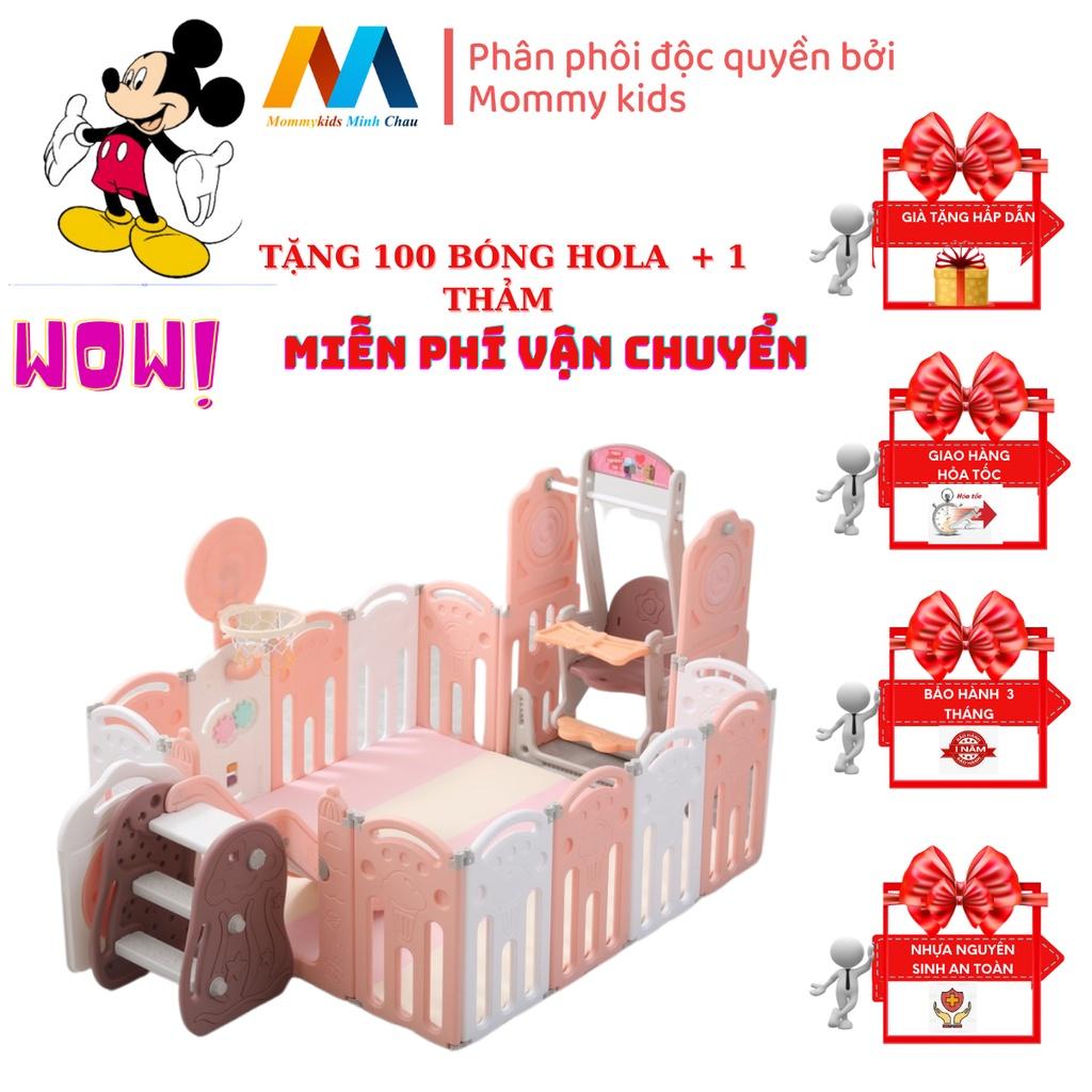 combo quây cũi MOMMYKID MINH CHÂU cầu trượt xích đu bóng rổ TẶNG THẢM 100 bónG, COMBO BÓNG RỔ