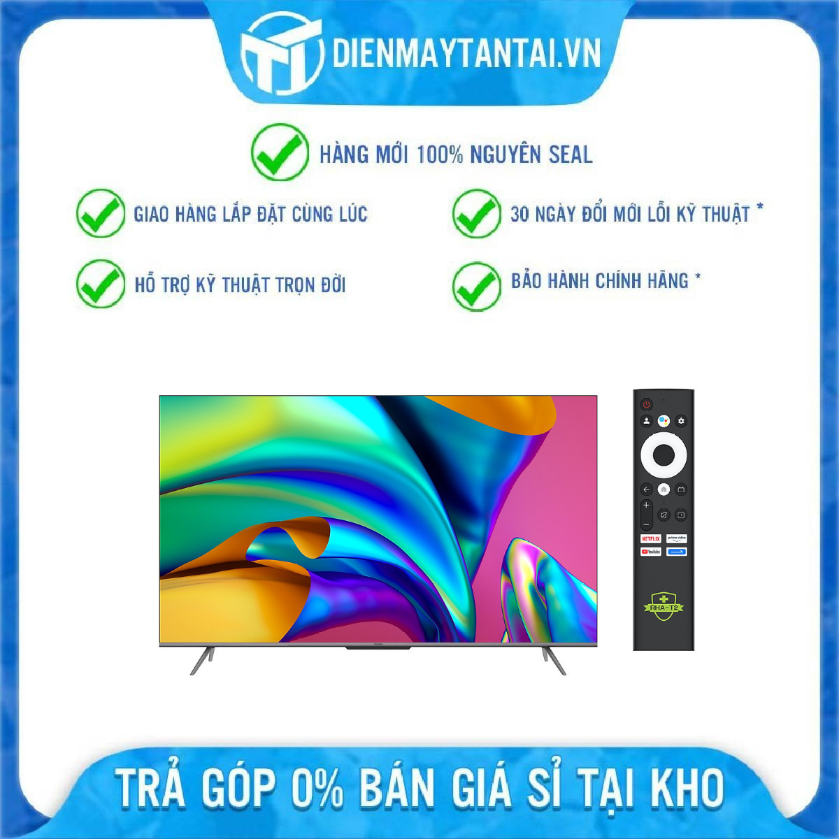 [Sản Phẩm Mới] GOOGLE TIVI QLED+ 50 INCH - 50Y72 PRO Youtube Netfilx Smart TV 2022 - Hàng Chính Hãng