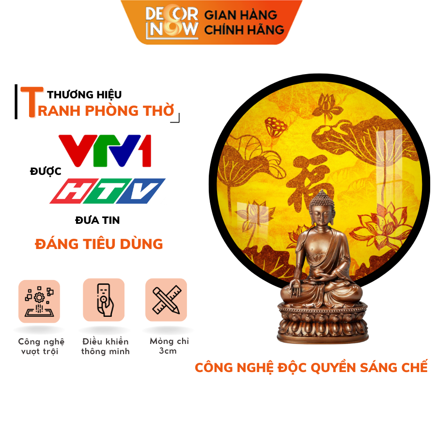 Đèn Hào Quang Phật In Tranh Trúc Chỉ DECORNOW 30,40 cm, Trang Trí Ban Thờ, Hào Quang Trúc Chỉ HÌNH CHỮ DCN-TC11