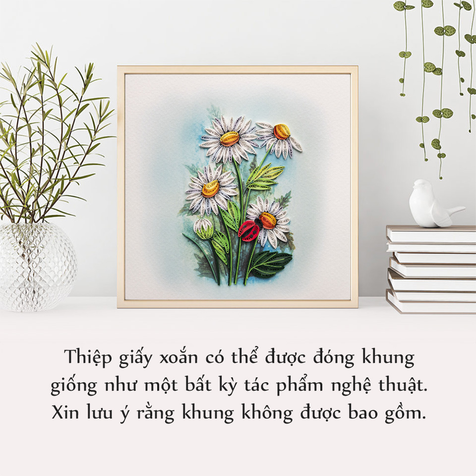 Thiệp Giấy Xoắn Hoa - Hoa Cúc Trắng - ZC294