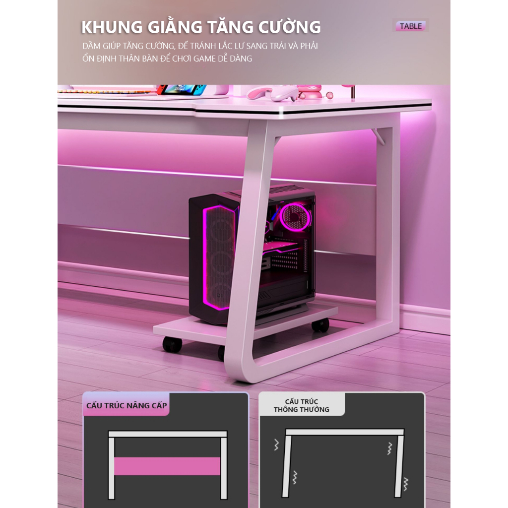 Bàn Gaming, Bàn Làm Việc Khung Sắt Chắc Chắn AM95