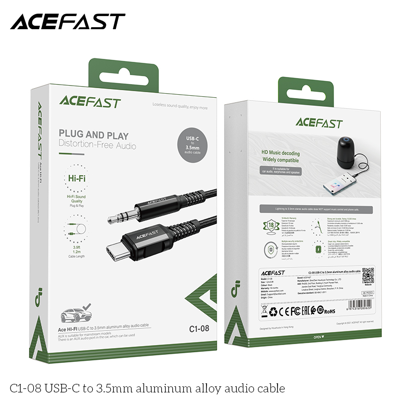 Cáp chuyển âm thanh Acefast USB-C to 3.5mm (1.2m) - C1-08 Hàng chính hãng Acefast