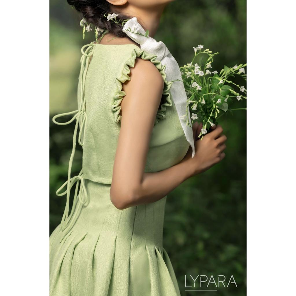 Váy Nữ Xếp Li Áo Croptop Màu Xanh Cốm Lylita Set | By Lypara