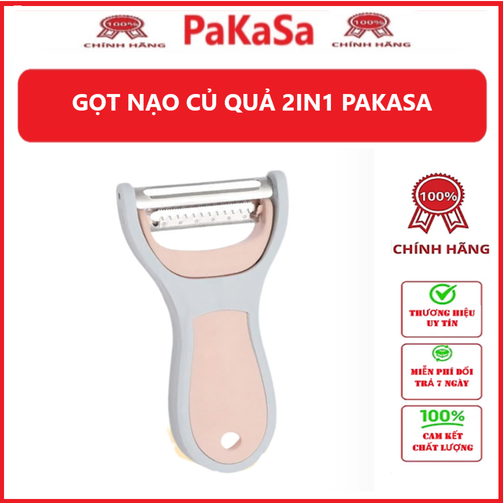 Dụng Cụ Bào Vỏ Thông Minh PaKaSa, Nạo Sợi Rau Củ Quả 2in1- Dao Bào 2 Trong 1 Bằng Thép Không Gỉ - Hàng chính hãng