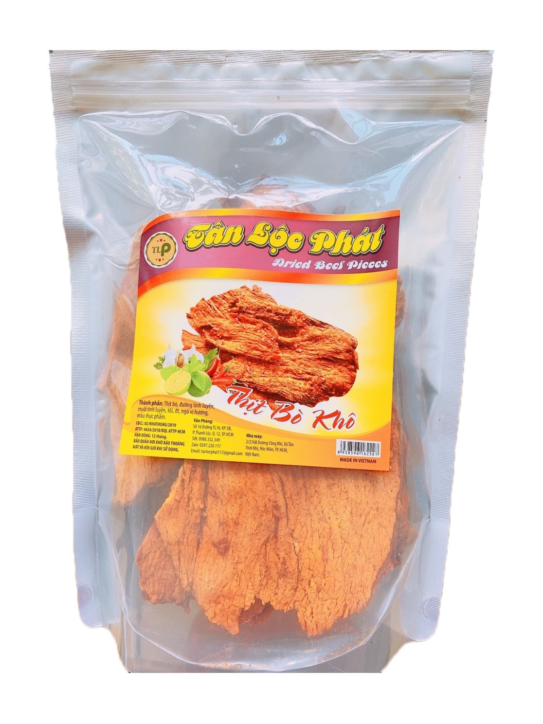 500G THỊT BÒ KHÔ LOẠI MIẾNG GIÒN TÂN LỘC PHÁT