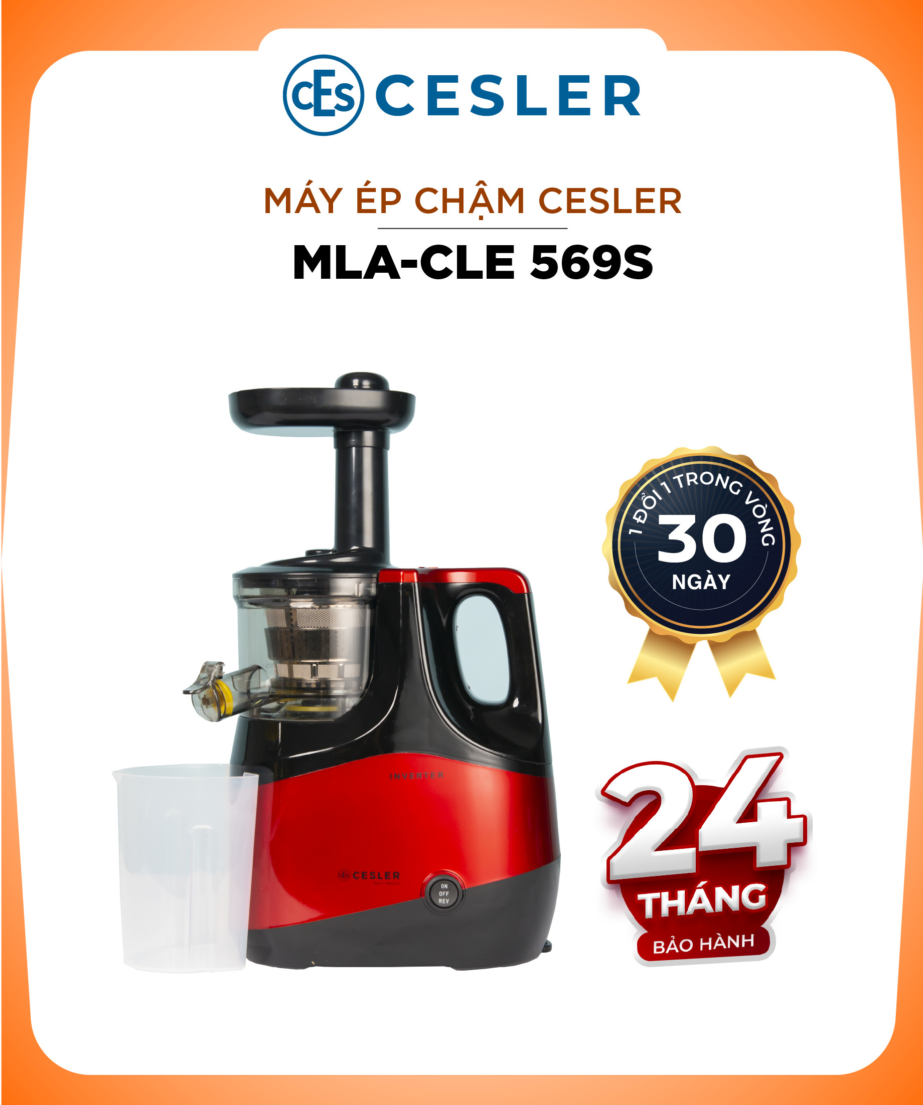 Máy ép chậm Cesler 569S không ồn, ép kiệt đến 98%, dễ dàng lắp đặt