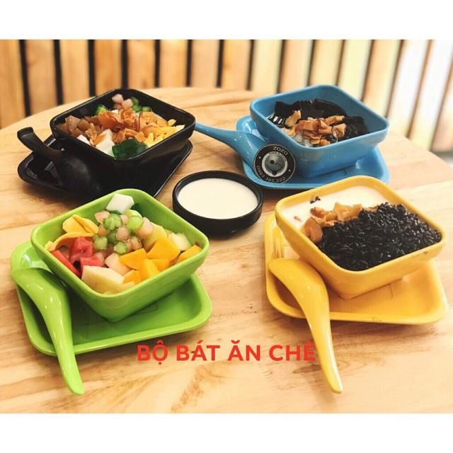 Bát phíp nhựa cao cấp mẫu vuông dùng ăn chè kèm, sữa chua, hoa quả dầm lạo dày và bền đẹp