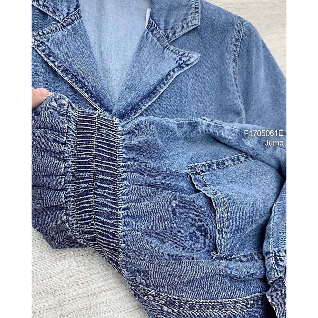 Jump short jean cổ vest có túi tay ngắn!