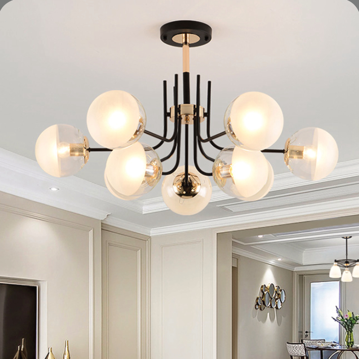 Đèn chùm bộ 8 bóng cao cấp thiết kế cổ điển sang trọng trang trí phòng khách, nhà hàng, khách sạn THCN-54-21