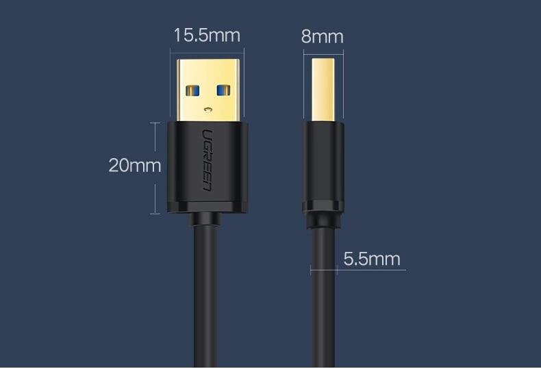 Ugreen UG30150US128TK 0.5M màu Đen Cáp 2 đầu USB 3.0 dương dáng dẹt cao cấp - HÀNG CHÍNH HÃNG