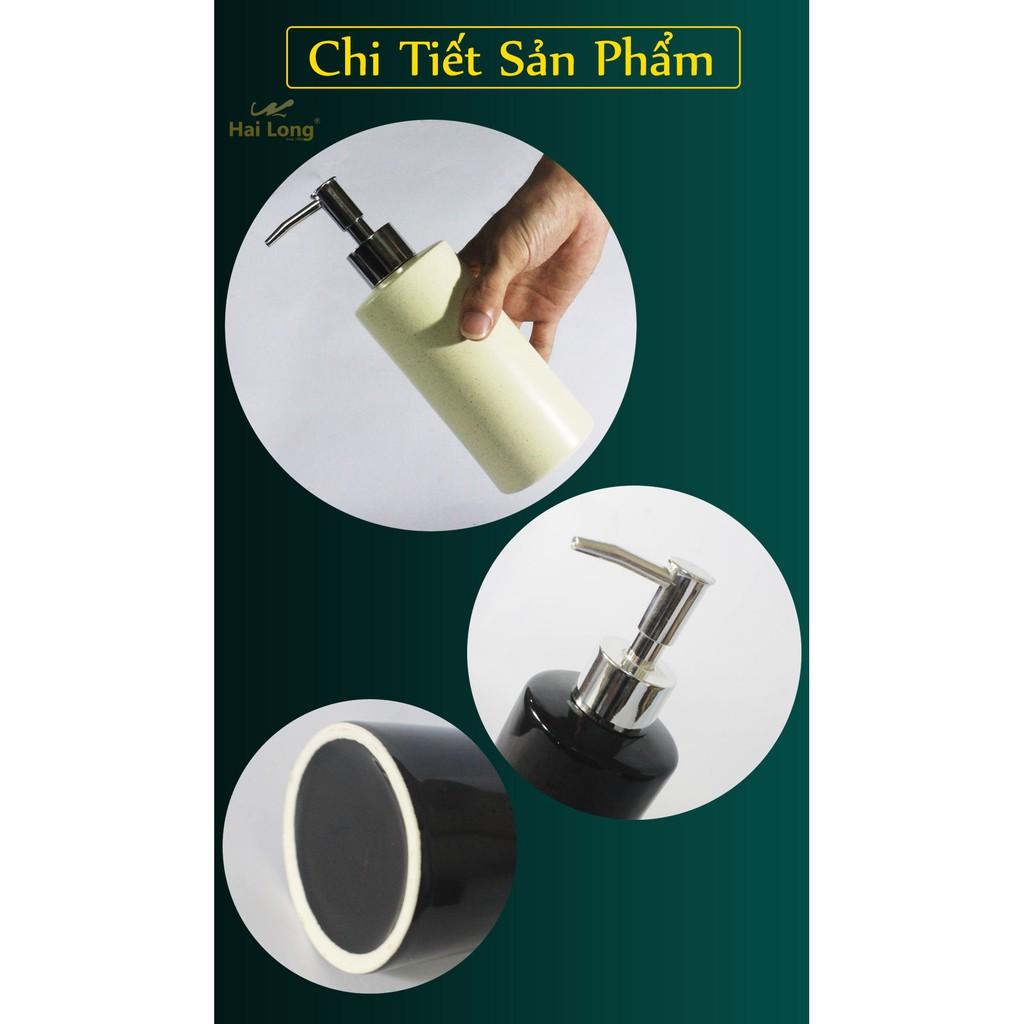 Bình đựng nước rửa tay, sữa tắm, dầu gội 330 ml dáng trụ bằng sứ (Nhiều màu