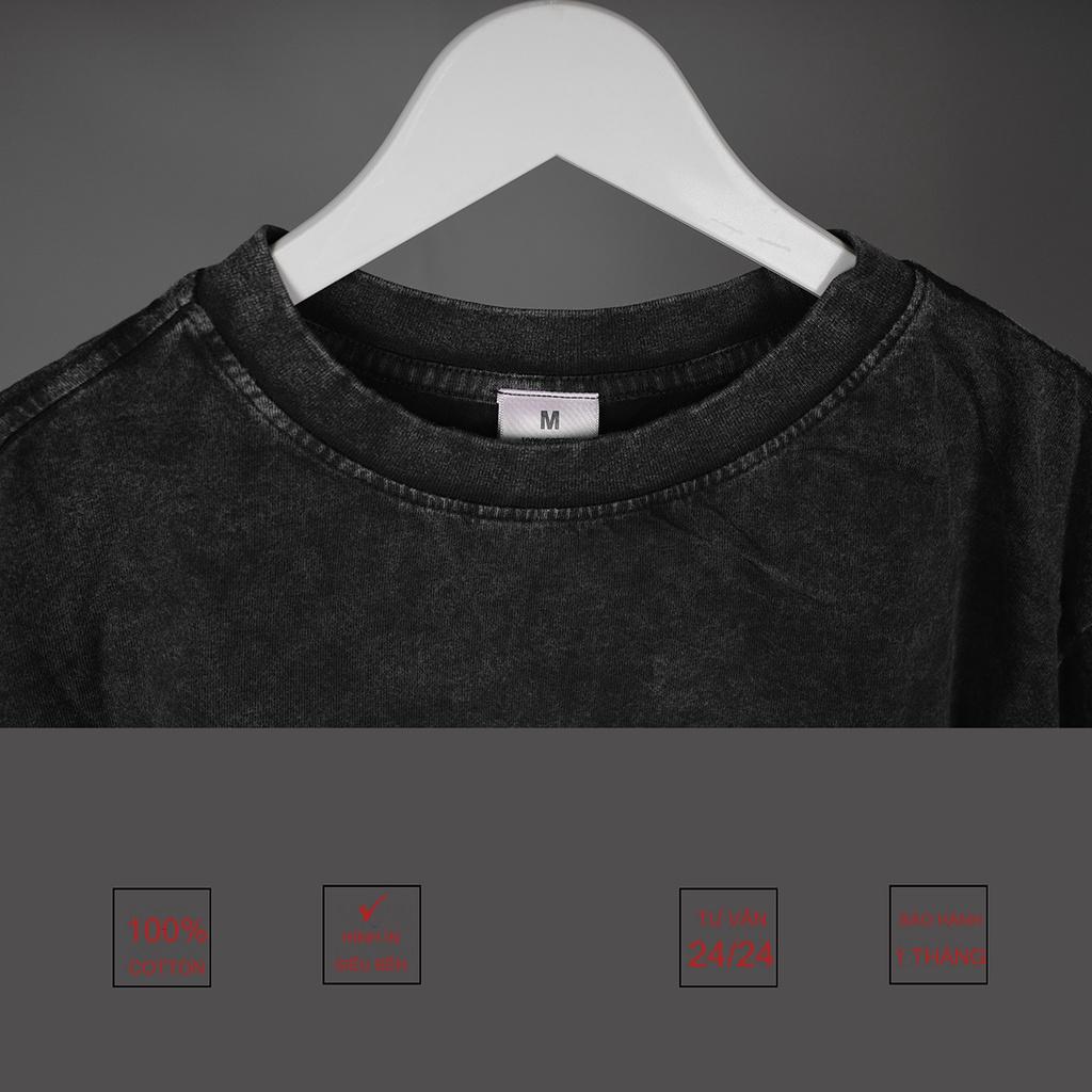 Áo thun loang đen fourbasic nam nữ tay lỡ chất liệu cotton 100% form rộng unisex