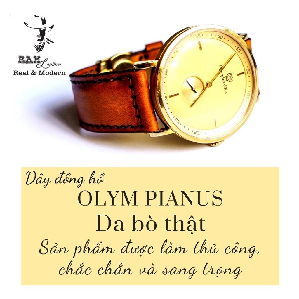 Dây đồng hồ da bò cho Olym Pianus bền chắc chính hãng Ram Leather