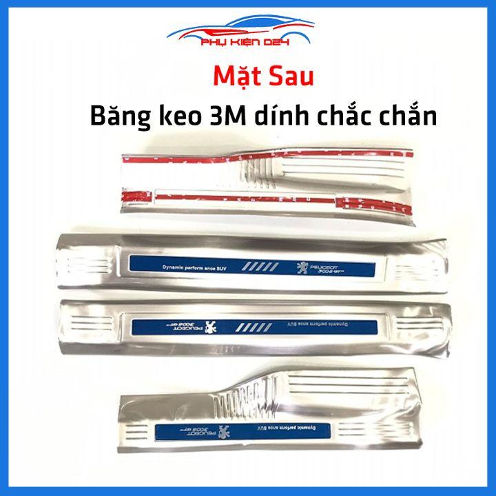Bộ ốp bậc cửa trong ngoài nẹp bước chân Peugeot 3008 Inox chống trầy trang trí xe