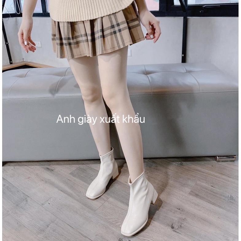 B50 - Bốt đế bệt da lì mũi vuông khoá sau cực mềm êm( ảnh thật, kèm video