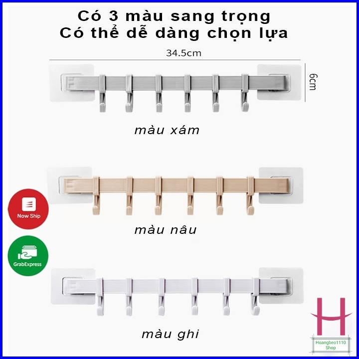 Thanh treo 6 móc dán tường di động không cần khoan đục { H }