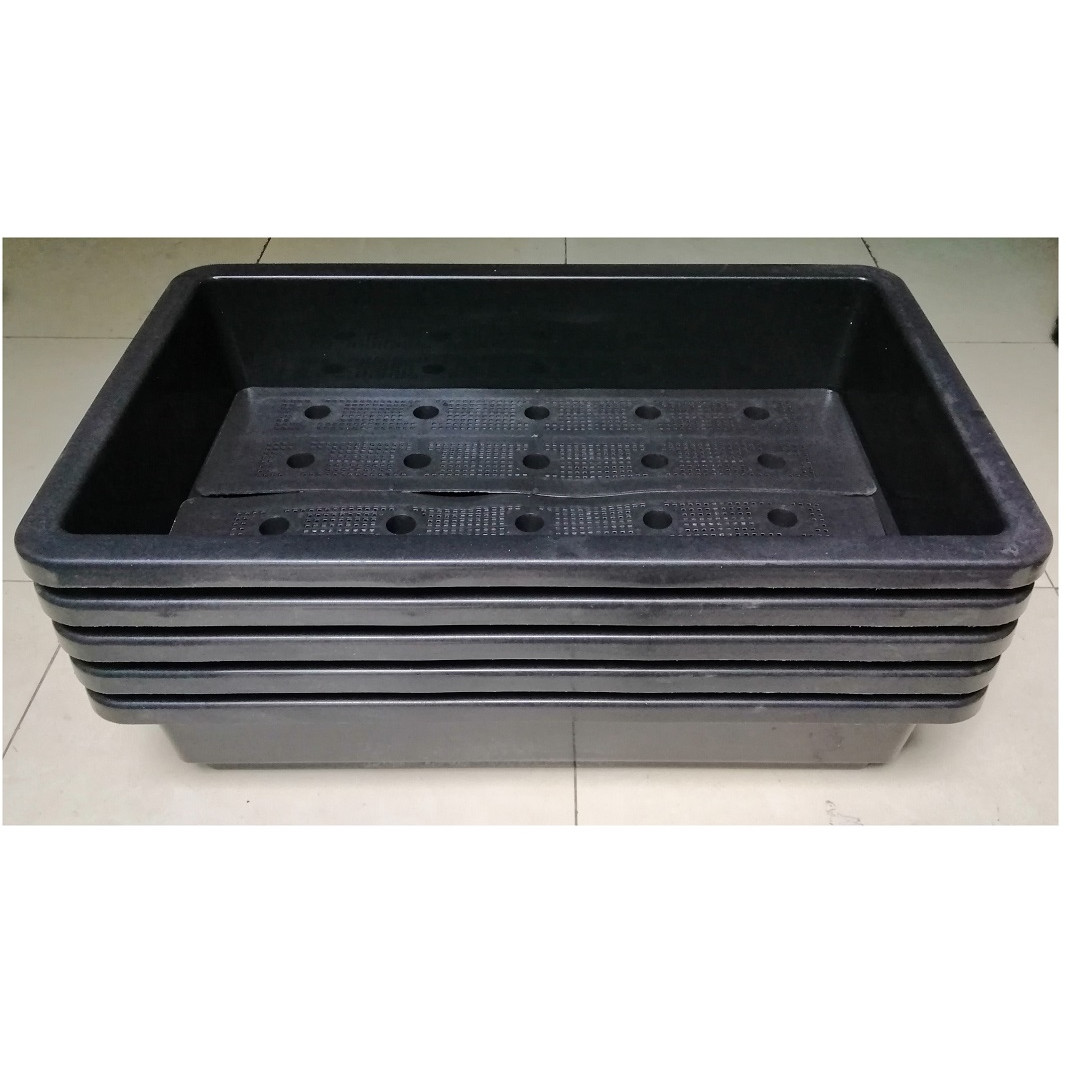 5 KHAY NHỰA TRỒNG RAU KÍCH THƯỚC 68X42X15CM - MÀU ĐEN