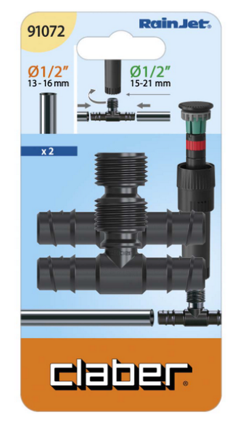 Tê ren ngoài Claber 21 mm ra ống 1/2" 91072