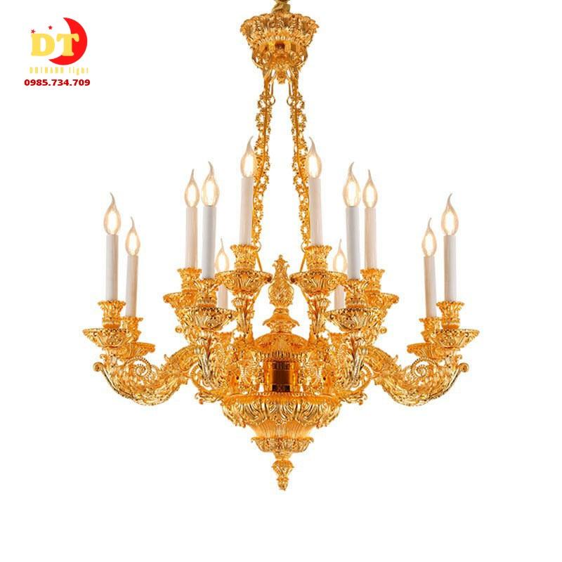 Đèn chùm nến tay mạ 24k 15 tay cao cấp DQM
