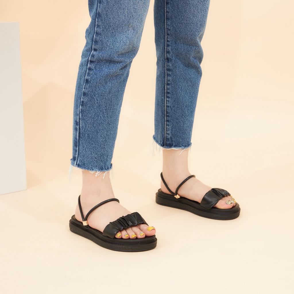 Giày Sandal Nữ MWC 2965 - Giày Sandal Quai Ngang Nhún 2 Trong 1 Đế Bằng Phối Quai Hậu Cao 3cm Siêu Hack Dáng