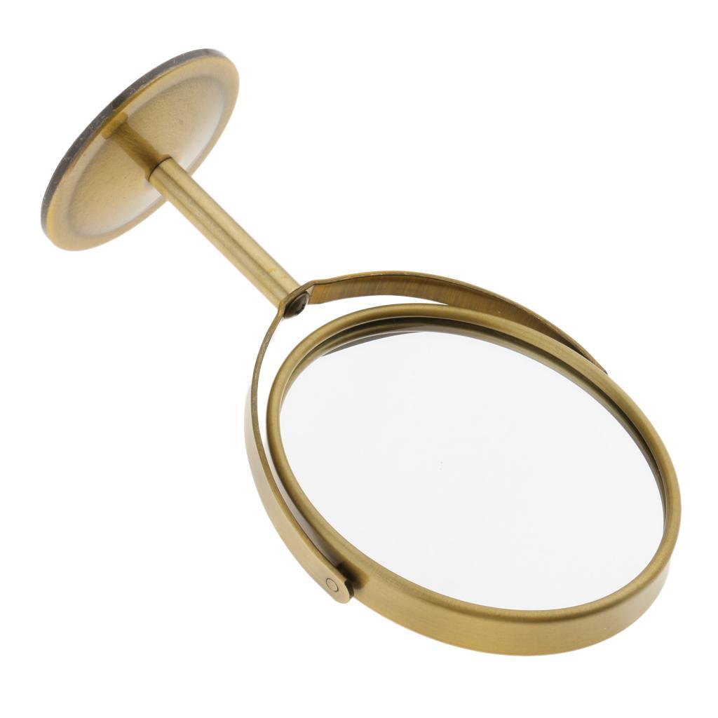 3in Mini Dual Side Normal Magnifying Oval Stand Makeup Table Mirror Bronze