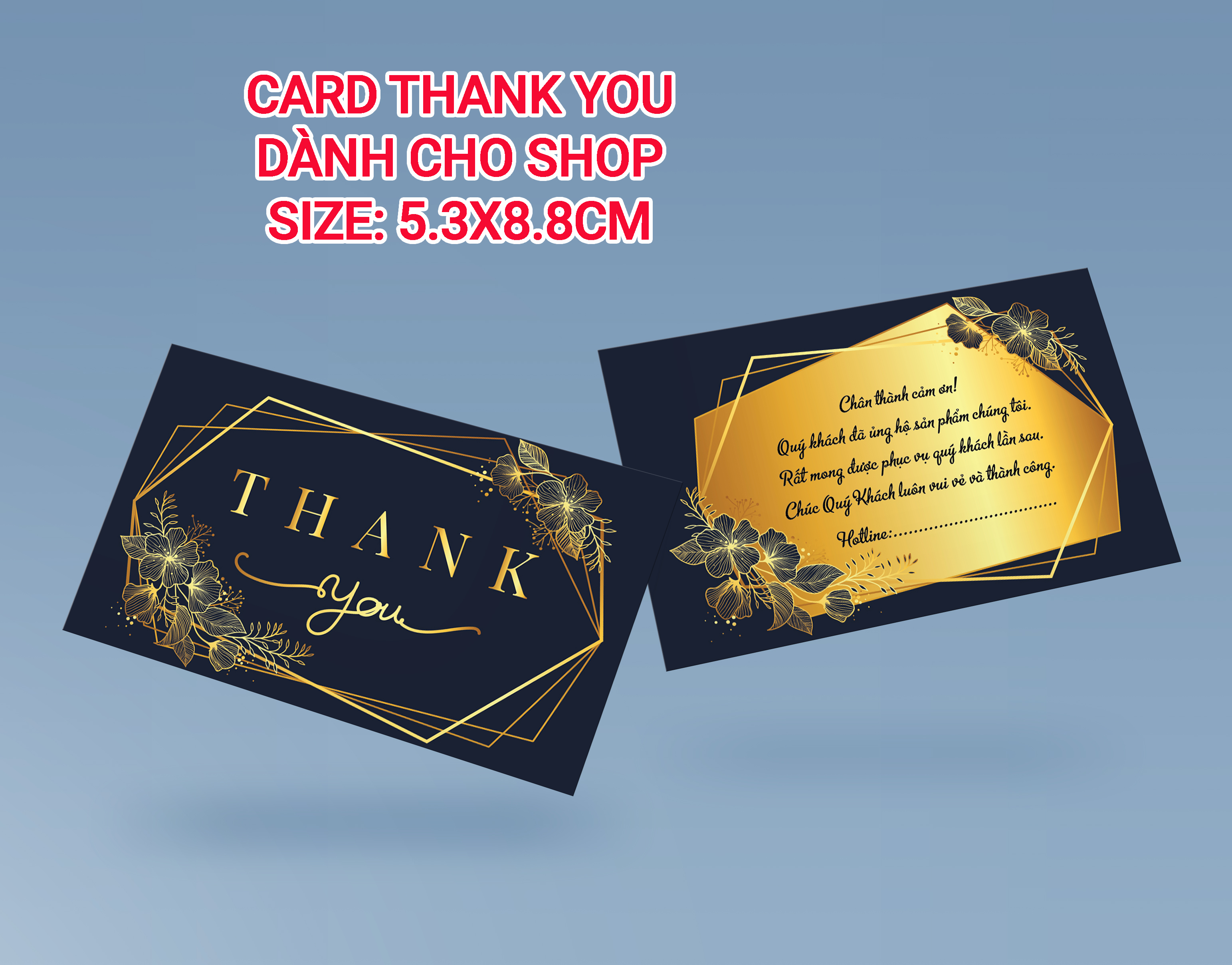 500 Thẻ Cảm Ơn Cho Shop - Mẫu 10 - Màu Xanh Đen