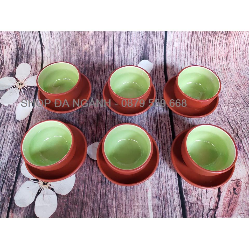 Bộ 6 chén gốm tử sa cỡ lớn đường kính 6,5 cm