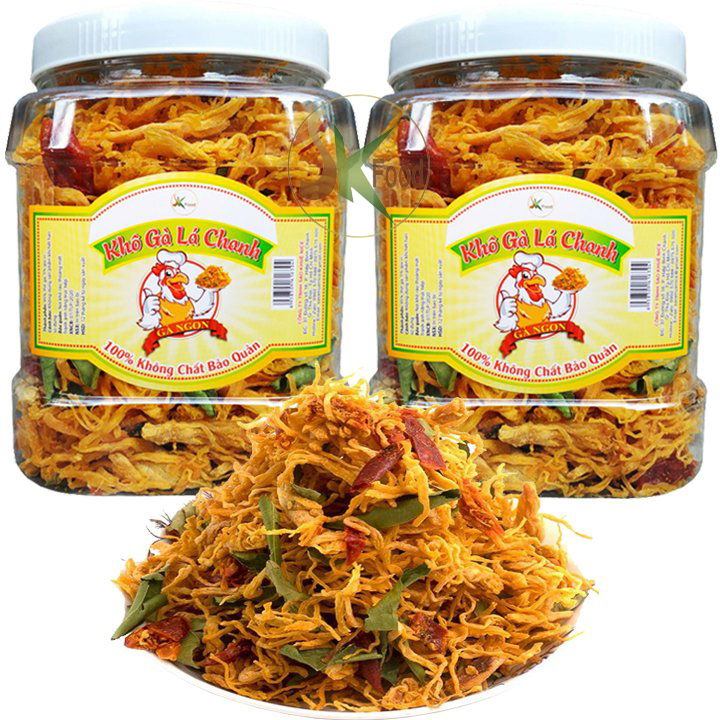 [Combo 2 Hũ] Khô gà lá chanh loại cao cấp thương hiệu SK FOOD - mỗi hũ 300G