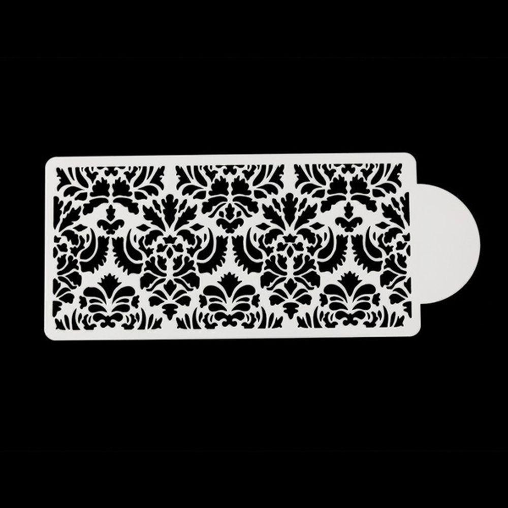 LONTIME 2PCS Wedding Supplies Cupcake Stencil DIY Template Fondant Mold Cake Damask Lace Border Pastry Making Sugarcraft Baking Mould Plastic Cake Decorating Tool