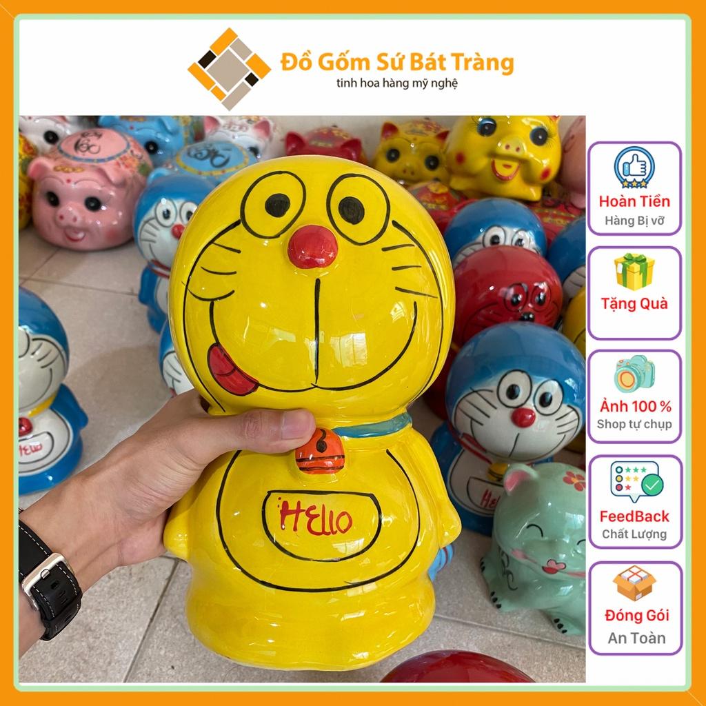 Heo sứ Doraemon dễ thương Bát Tràng, heo đất tiết kiệm cute