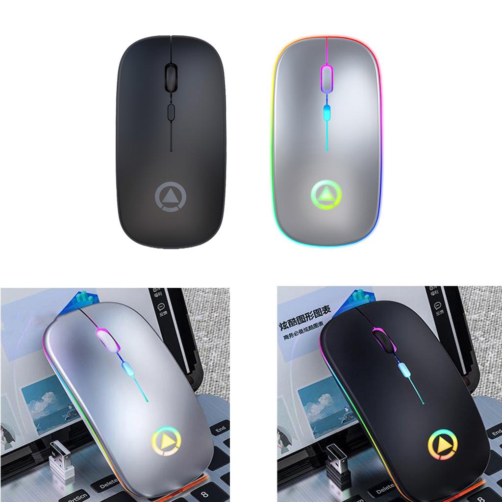 LED Backlit Silent 2.4GHz Wireless Mouse Rechargeable Optical Mice  2Pcs