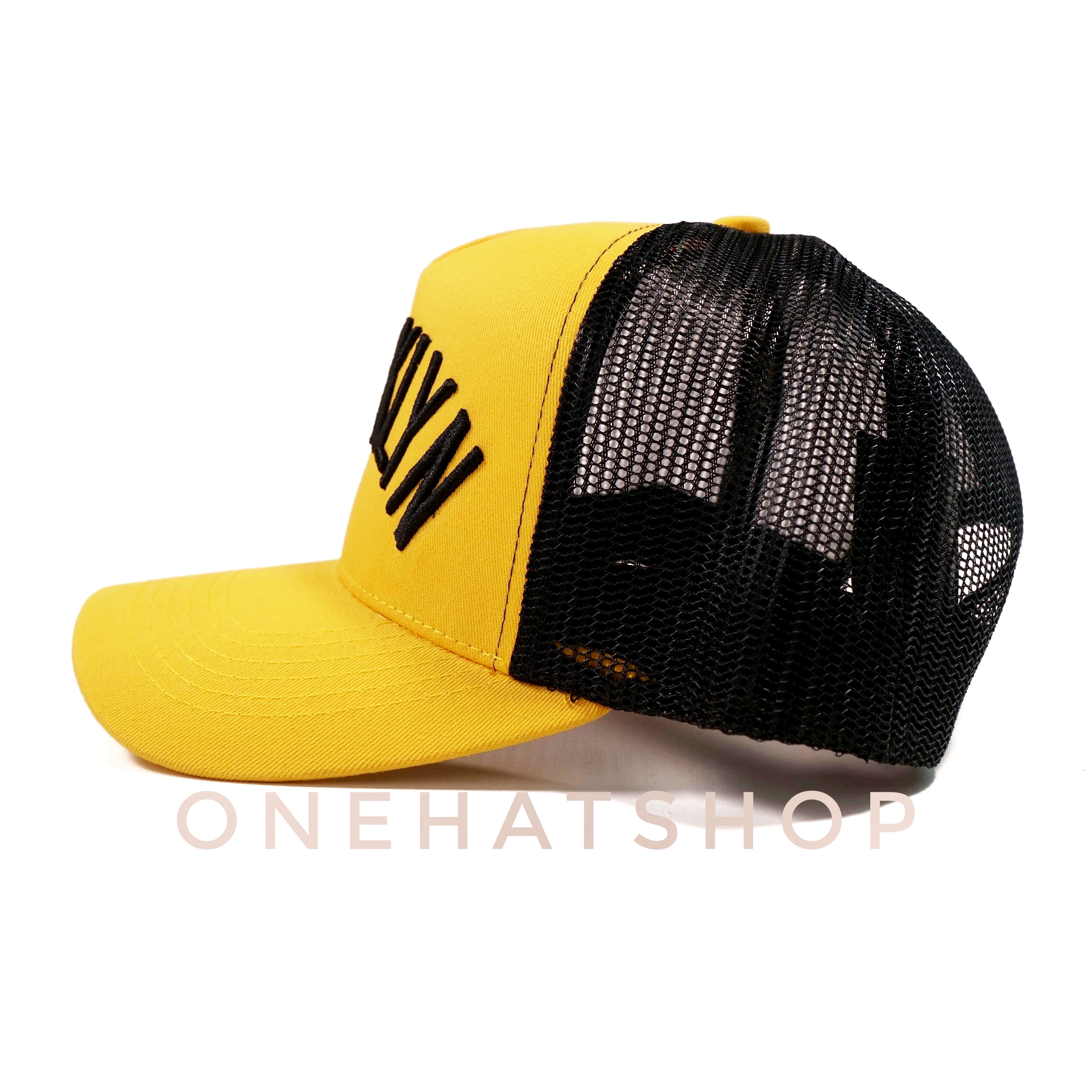 Nón kết đẹp fom trucker vải vàng - lưới Logo Brooklyn Brand One Hat