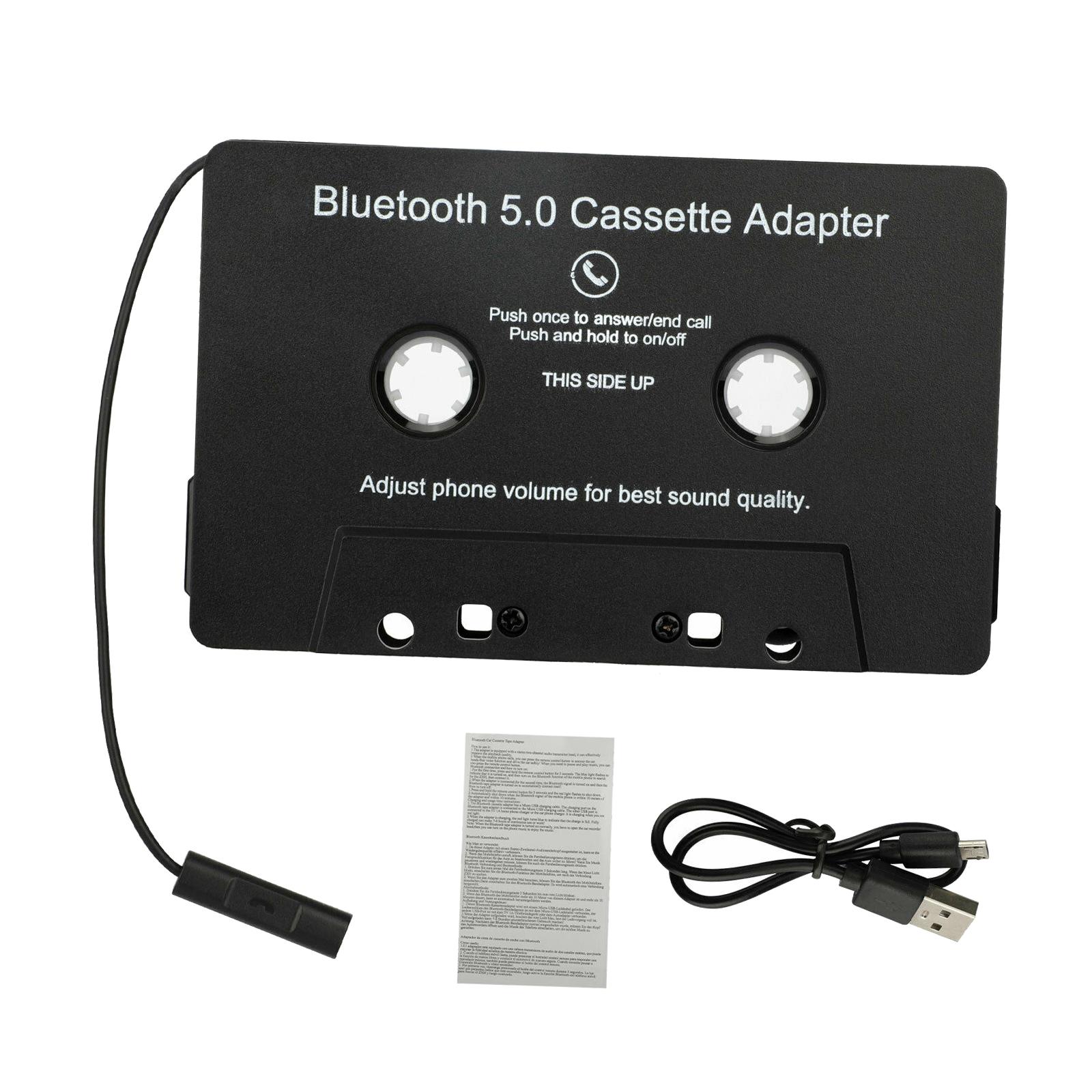 Universal Cassette to Aux Adapter with Stereo Audio with Built-in Battery