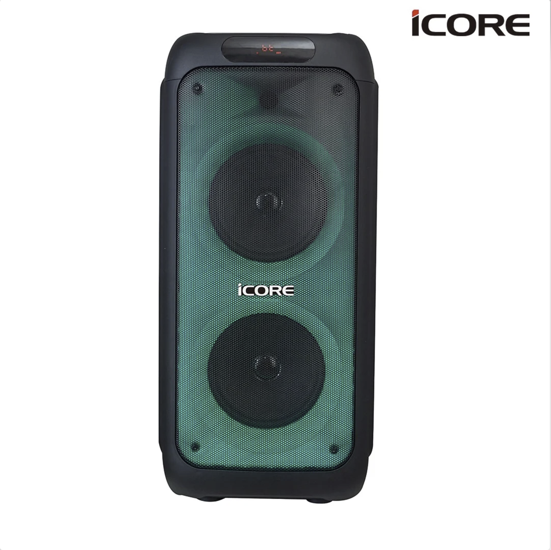 Loa Karaoke iCore i8. Loa xách tay có đèn chớp tắt. Kèm 2 Micro UHF kim loại cao cấp - Hàng Chính Hãng