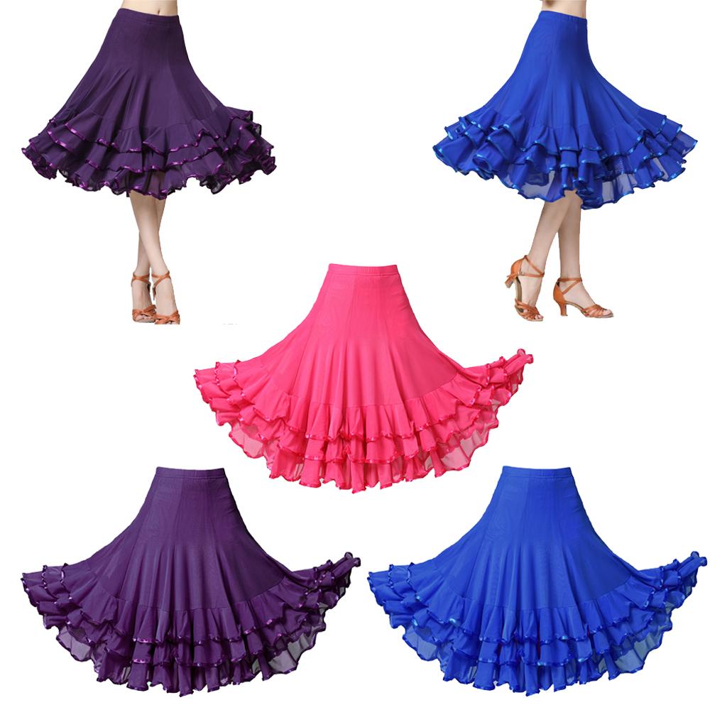 Ladies Dance Skirt Latin Dance Skirt Pleated Skirt Ballroom Tango Swing Cha Cha Dancing Costume Dress Dance Dresses