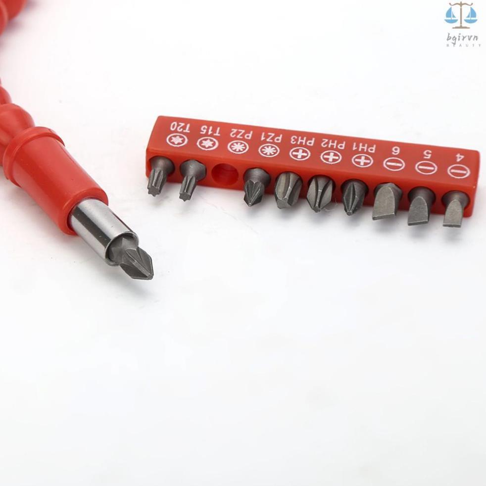 1 đầu nối dài mũi khoan mềm dẻo 275mm có thể uốn cong kèm 10 tua vít từ tính
