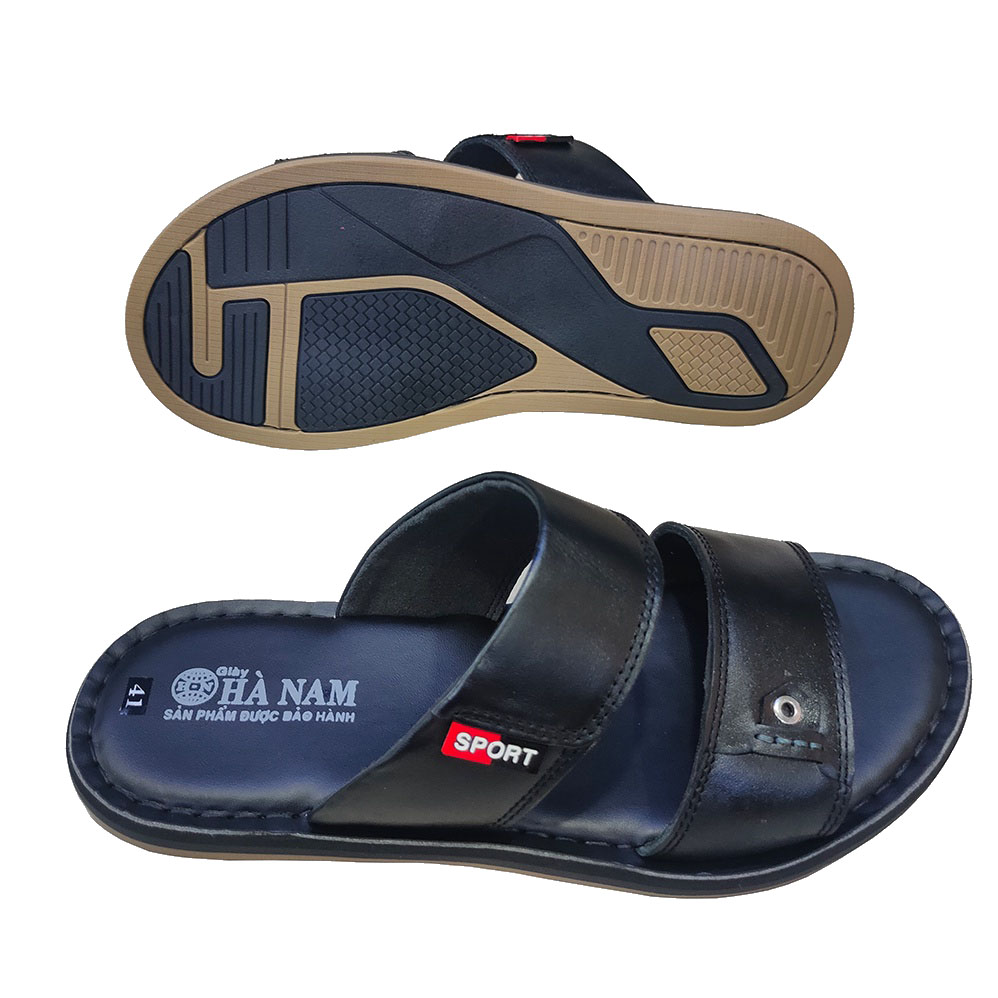 Dép Nam Quai Ngang Da Bò Thật TITI ĐÔ Cao Cấp DNA2156d