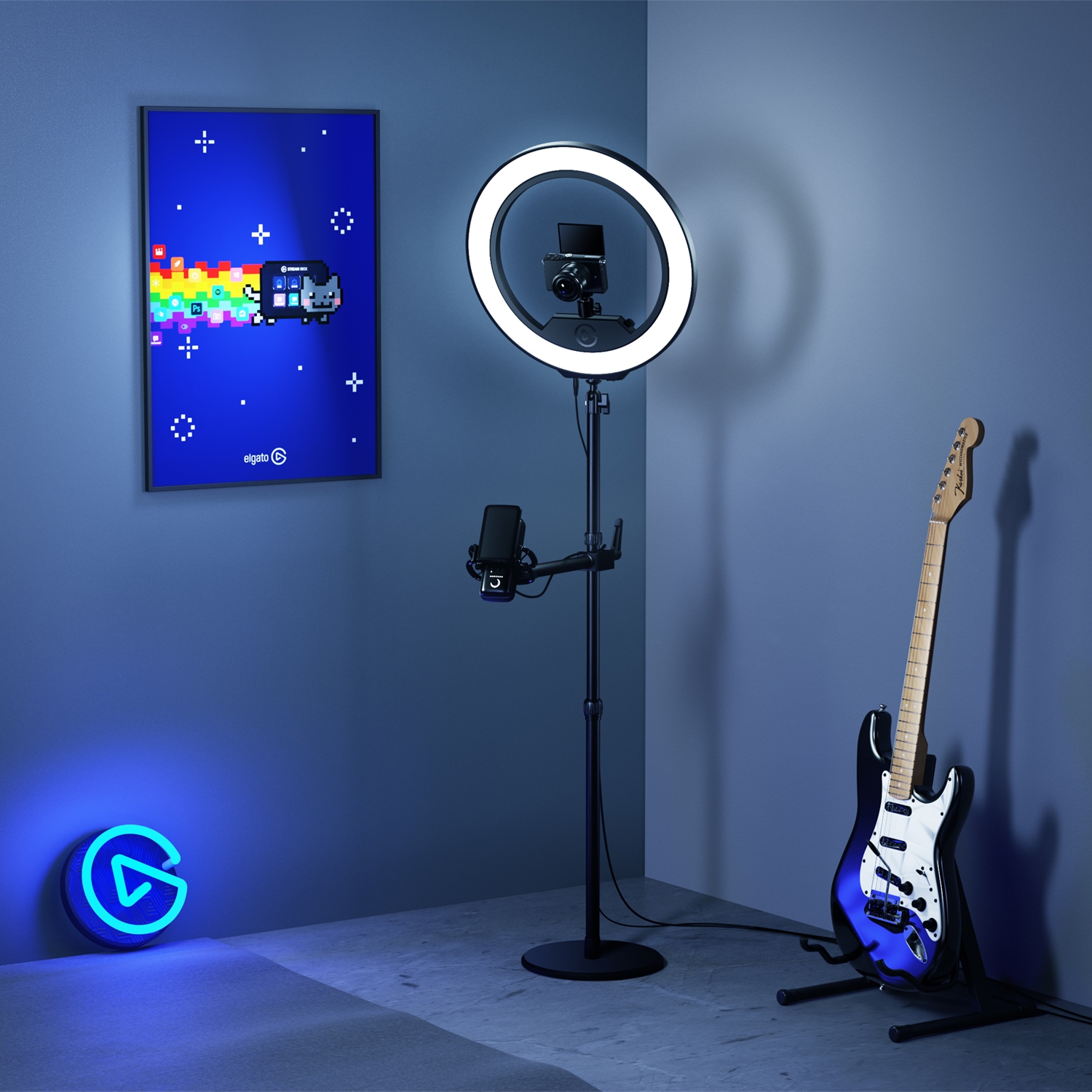 Đèn hỗ trợ chiếu sáng Stream Elgato Ring Light - Hàng chính hãng